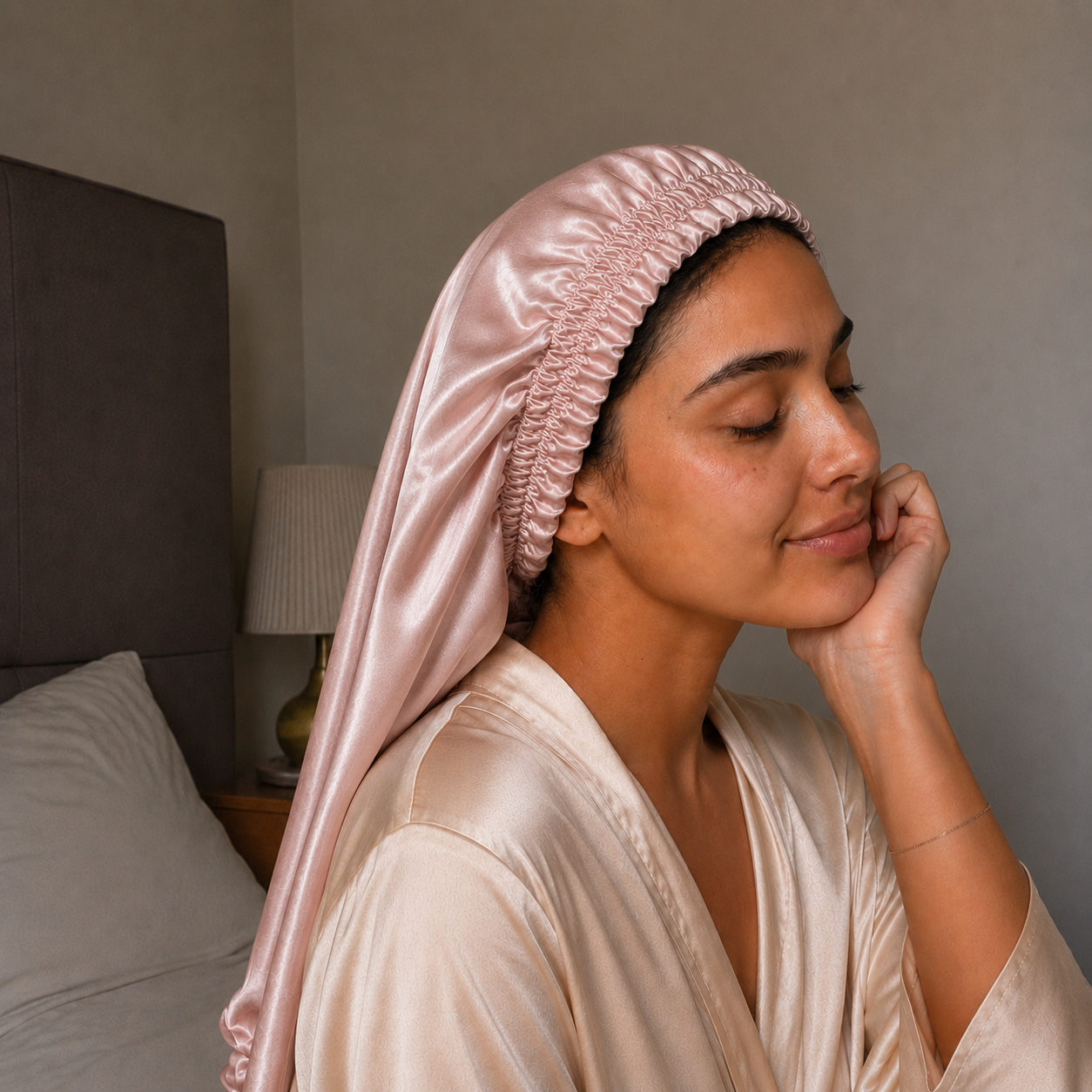 Bonnet de nuit long - soie de mûrier