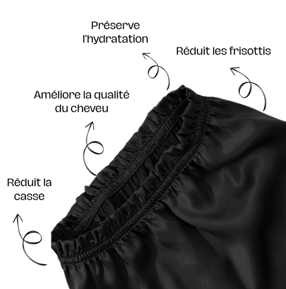 Bonnet de nuit en soie de mûrier noir : préserve l'hydratation, réduit la casse et les frisottis