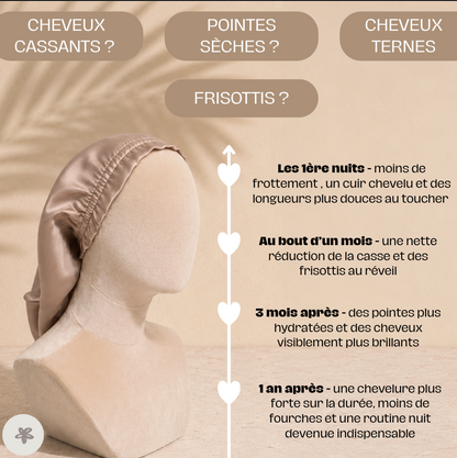 Bonnet de nuit long - soie de mûrier