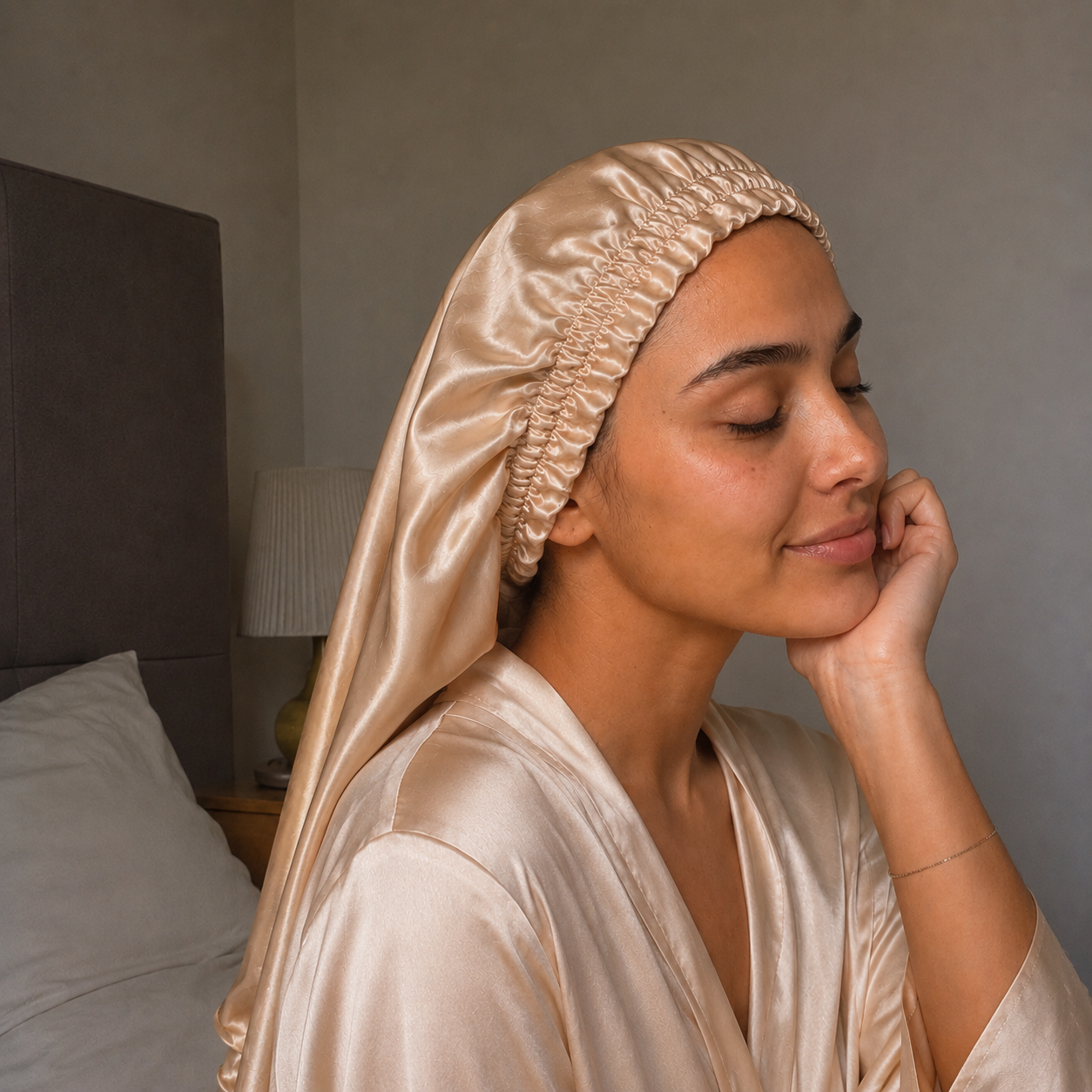 Bonnet de nuit long - soie de mûrier